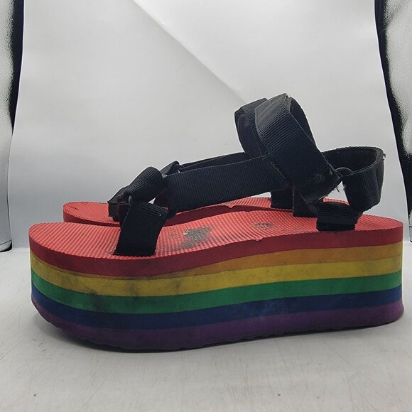Teva Flatform Universal Womens 8 Rainbow Pride Platform Sandals 1116376 - Picture 12 of 13